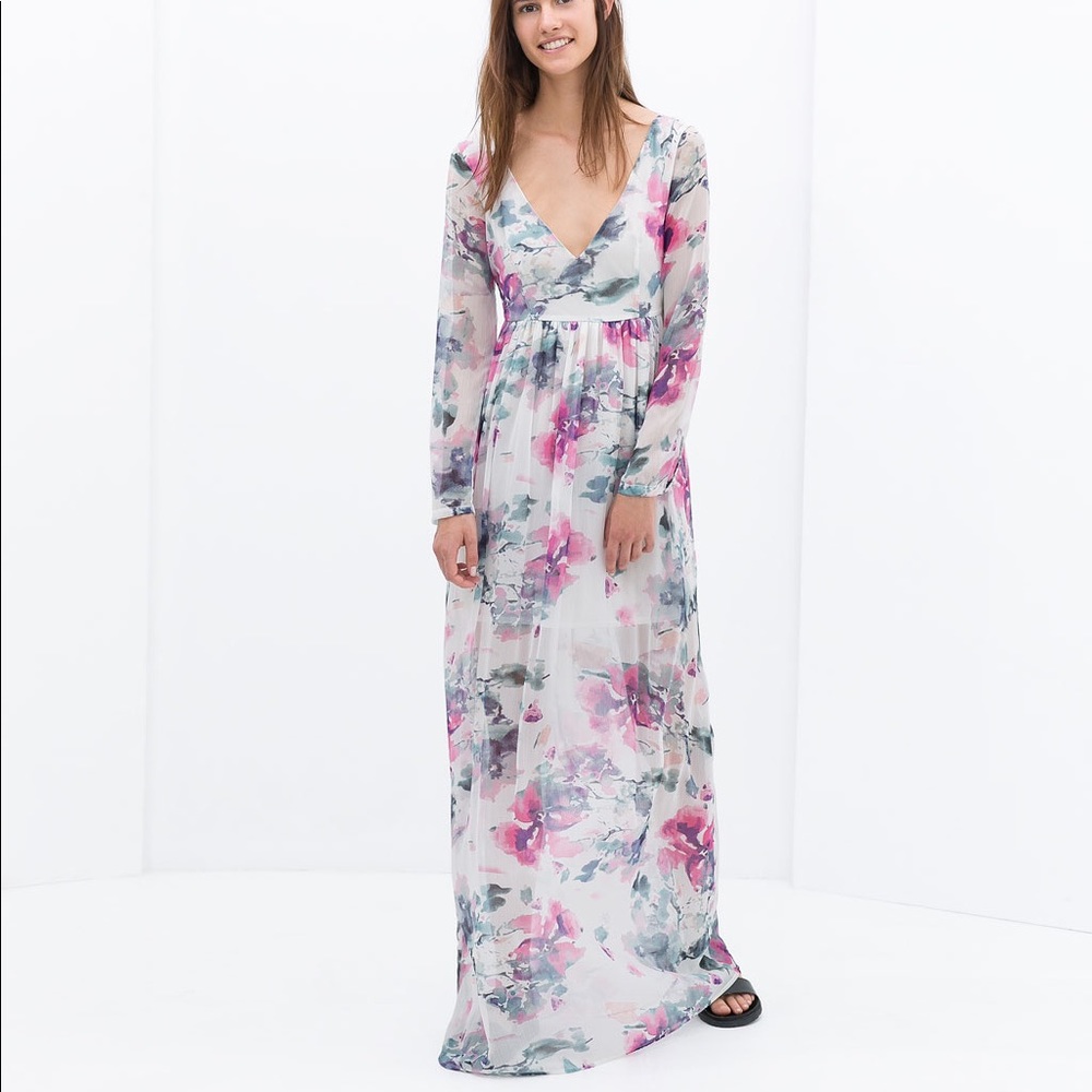 Euc Zara floral maxi dress
